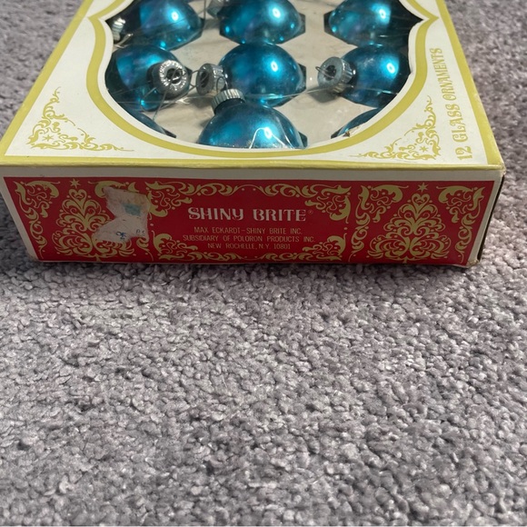 Vintage Shiny Brite Blue Green 12 Mercury Glass Christmas Ball Ornament - Picture 5 of 10